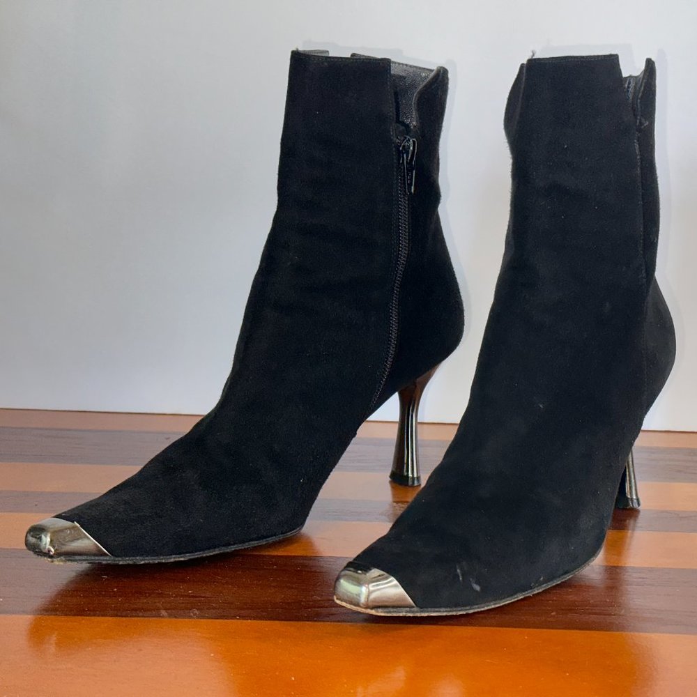 Stuart Weitzman Silver Toe Cap Booties - image 1